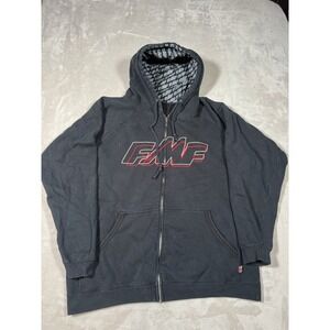 FMF Racing Full Zip Hoodie Size XL Black Grunge Skate